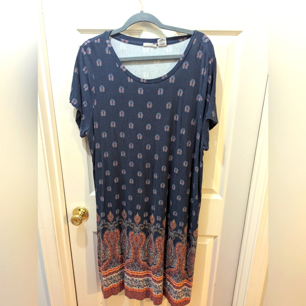 Lucky Brand Navy Paisley Print Dress
